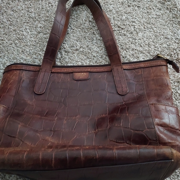 Fossil Leather Zip Tote Bag - Picture 5 of 8